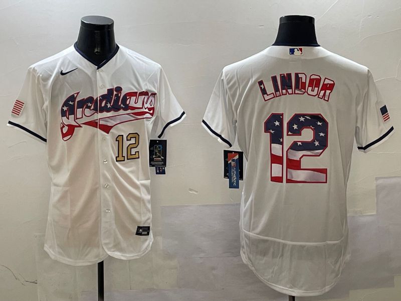 Men Cleveland Indians #12 Lindor White Fashion Elite 2025 Nike MLB Jersey style 4->cleveland indians->MLB Jersey